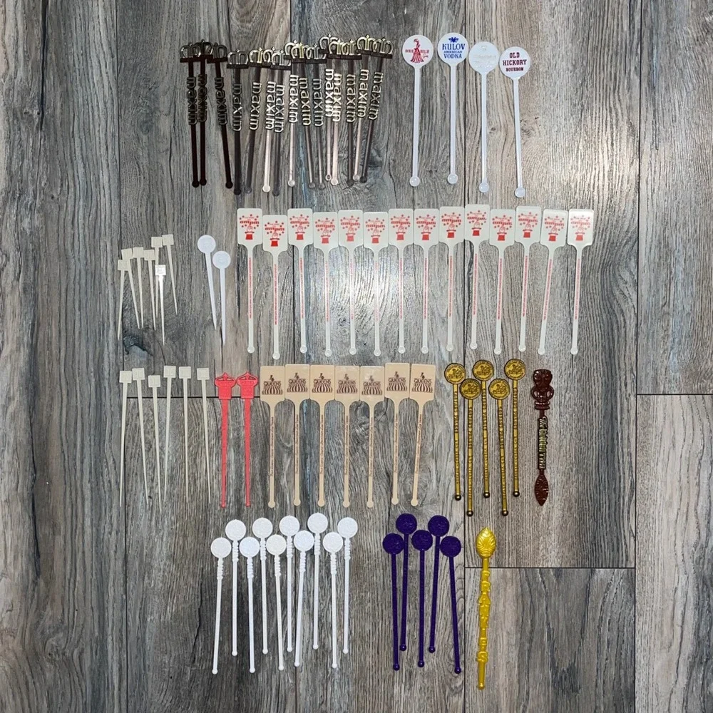 75 Vintage Las Vegas Casino Cocktail Swizzle Sticks Stirrers Caesars Maxim Tiki